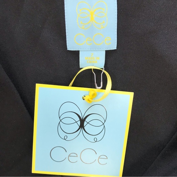 CeCe Black Midi Dress Flared Sleeves - Picture 5 of 6